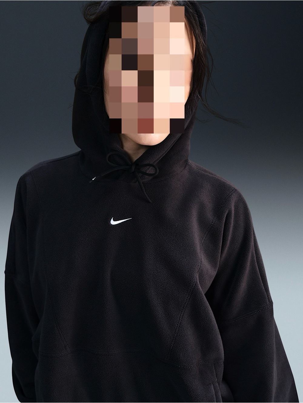 Nike One Women's Oversized Therma-FIT Pullover Fleece Hoodie FV8076-010 Black M - Picture 11 of 12